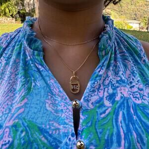 Vintage Nina Ricci Padlock Cadena Necklace Pendant Chain Gold Plated Designer